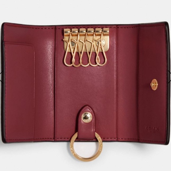 COACH Five Ring Key Case In Signature Canvas - Picture 13 of 16